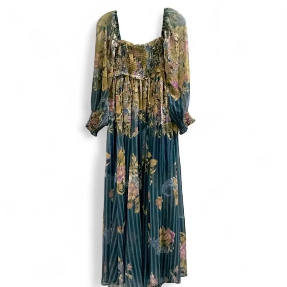 Free People Angel Eyes Maxi Dress Blue Floral Size Small